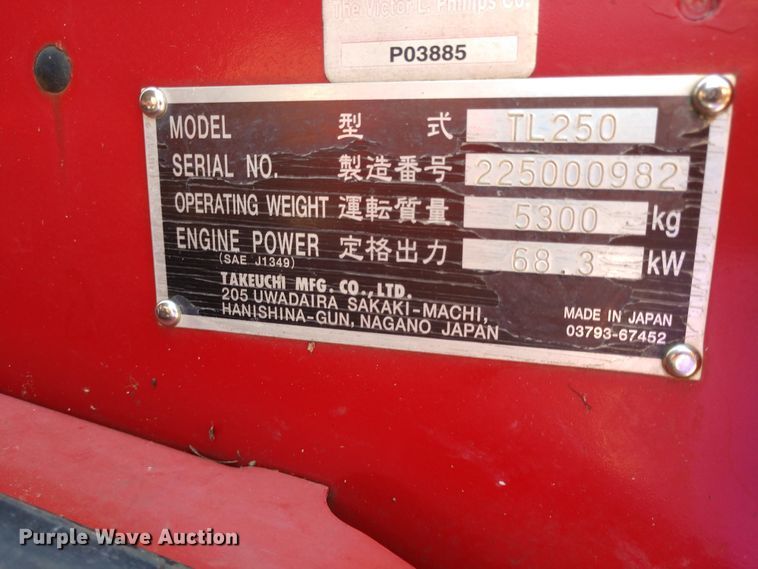 image for item DE6849 2010 Takeuchi TL250 skid steer