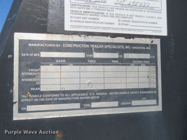 image for item DE6861 2001 CTS end dump trailer