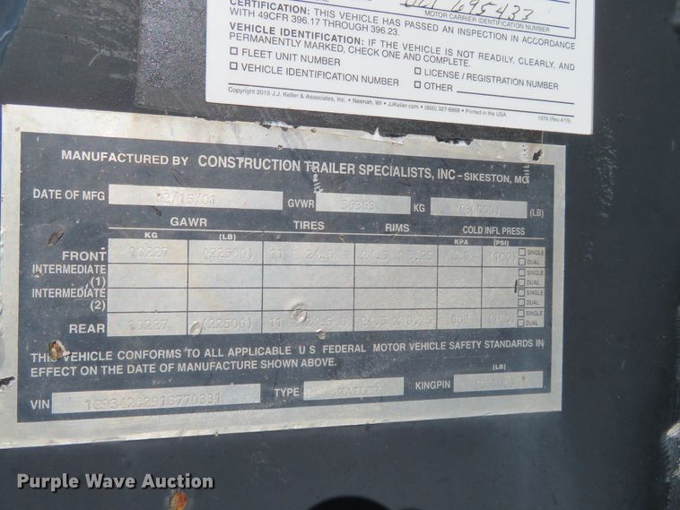 image for item DE6861 2001 CTS end dump trailer