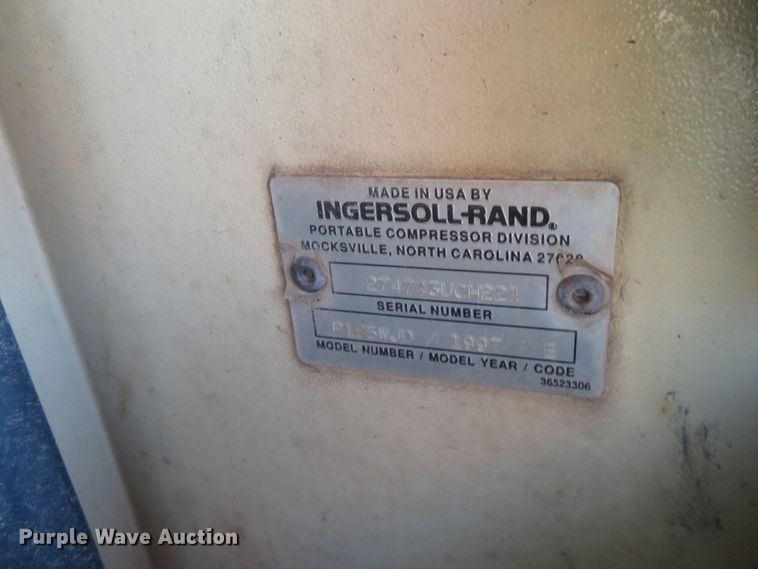 image for item FV9065 1997 Ingersoll Rand P185WJD air compressor
