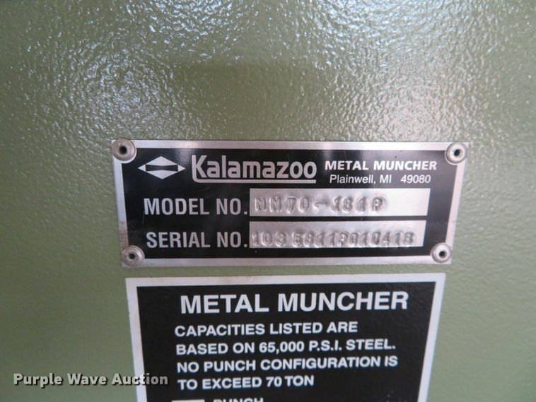 image for item FV9099 Kalamazoo MM70-181P iron worker