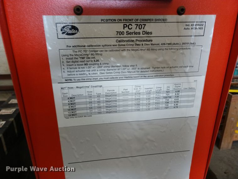 image for item FV9223 Gates PC707 hydraulic hose crimping machine