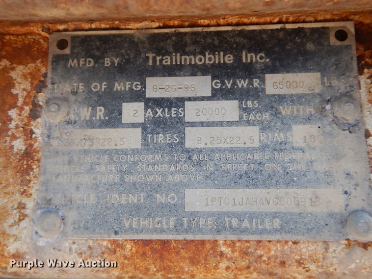 image for item DE8525 1996 Trailmobile 01JA-1RAY dry van trailer