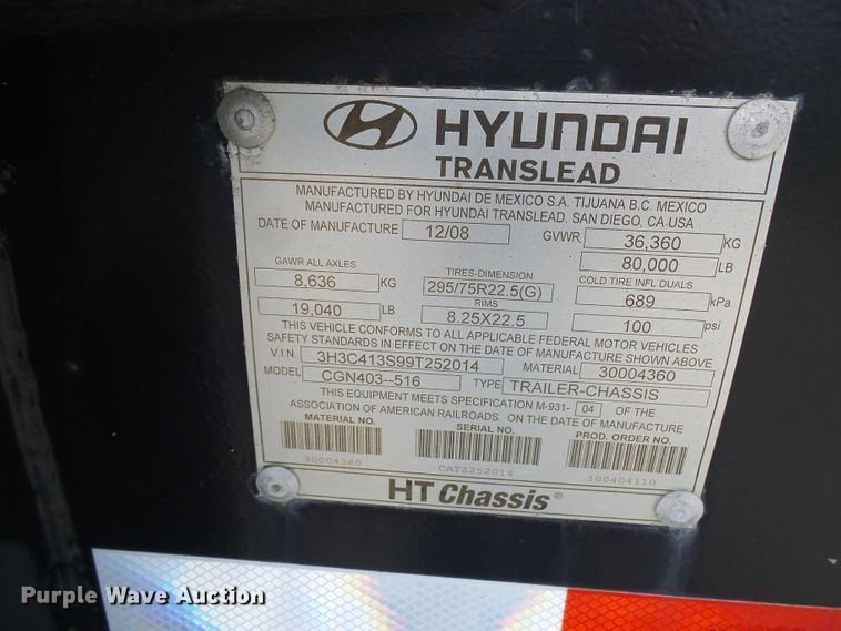 image for item DI0607 2009 Hyundai CGN403-516 flatbed trailer