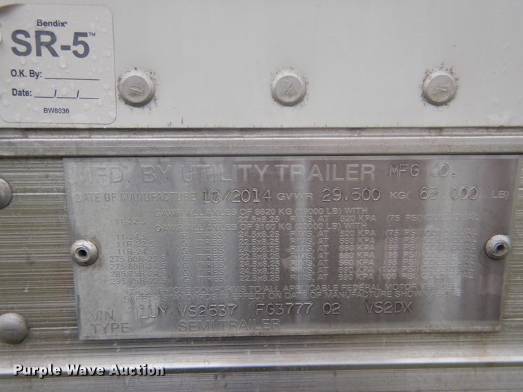 image for item DI2268 2015 Utility VS2DX dry van trailer