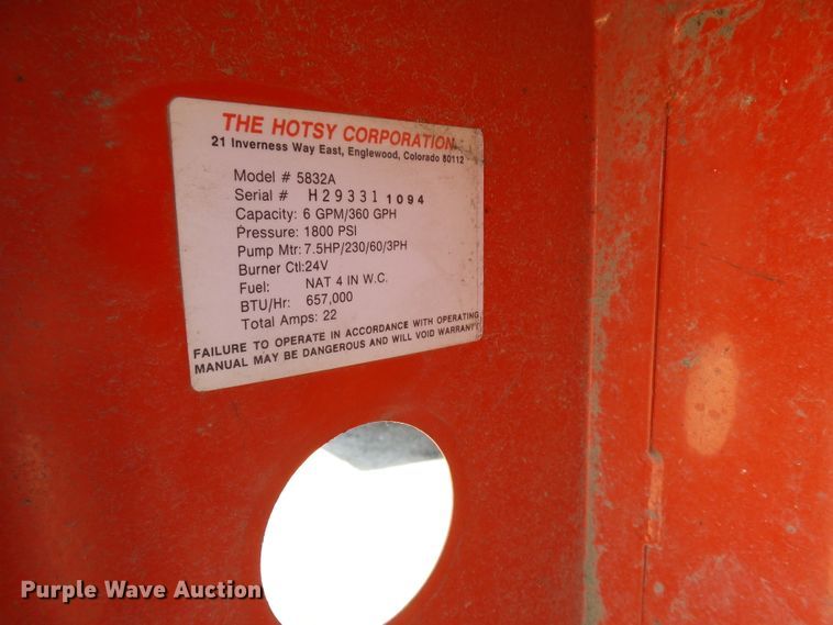 image for item DA3625 Hotsy 5832A pressure washer