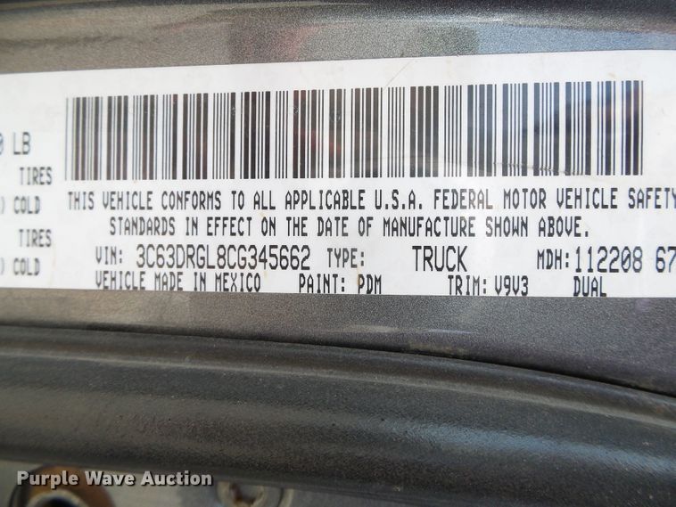 image for item DG0178 2012 Dodge Ram 3500HD Crew Cab pickup truck