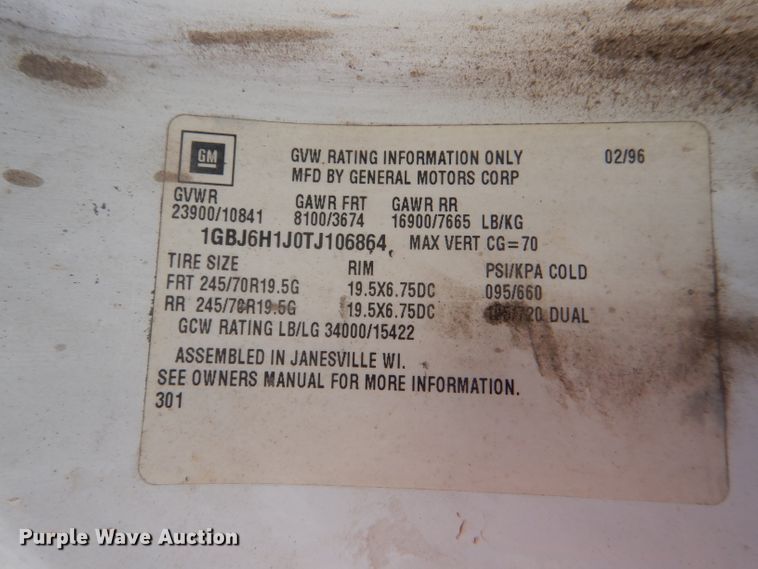 image for item DG4793 1996 Chevrolet Kodiak C6500 truck cab and chassis