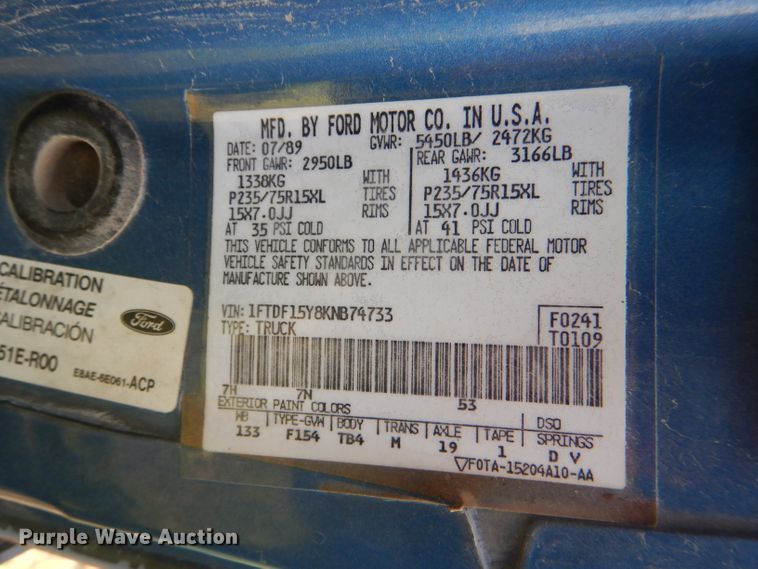 image for item DG4935 1989 Ford F150 XLT pickup truck