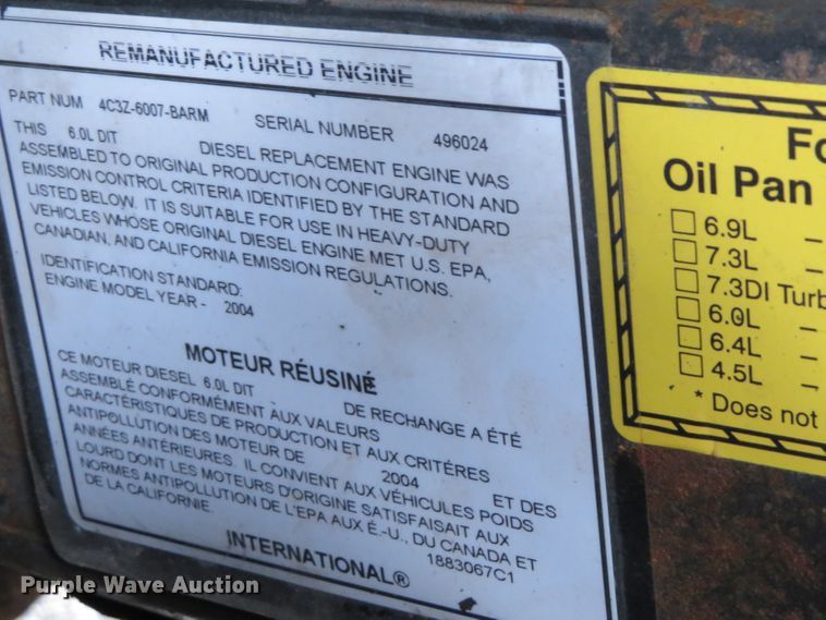 image for item DH1544 2004 Ford F550 Super Duty XL flatbed truck with crane