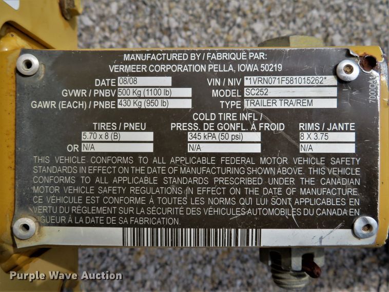 image for item DH1549 2008 Vermeer SC252 stump grinder