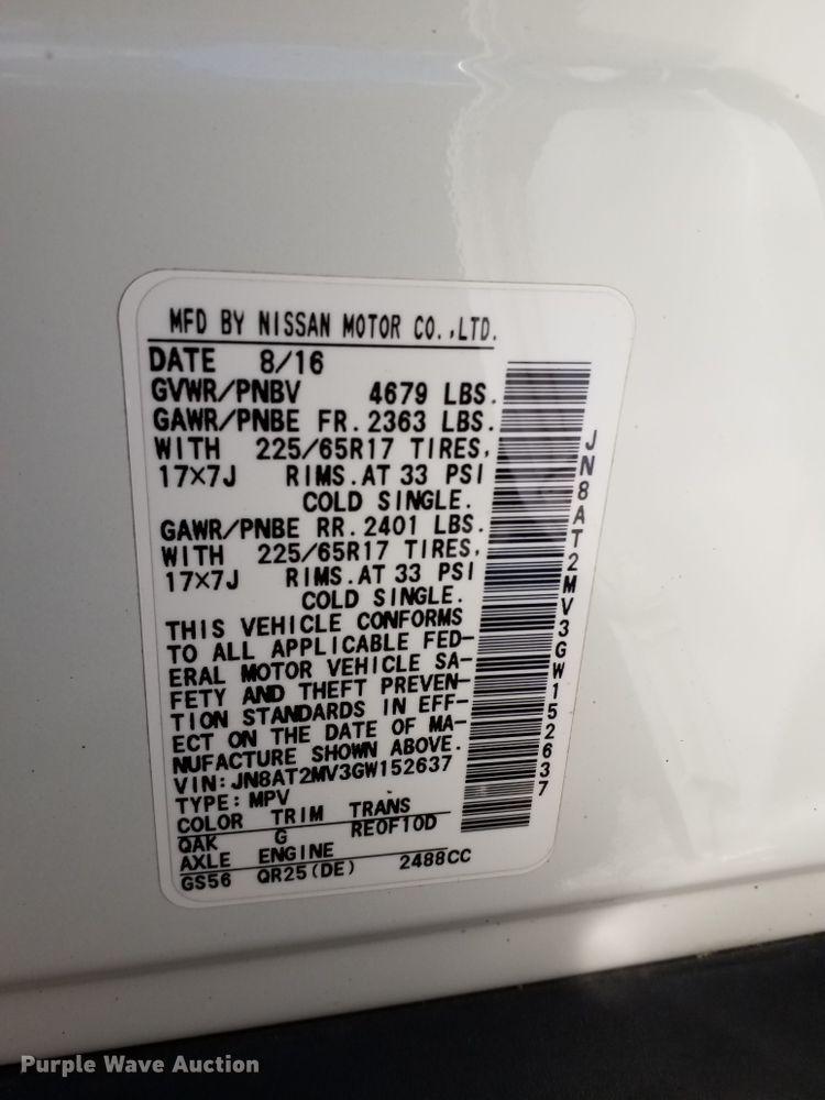 image for item DH2544 2016 Nissan Rogue SUV