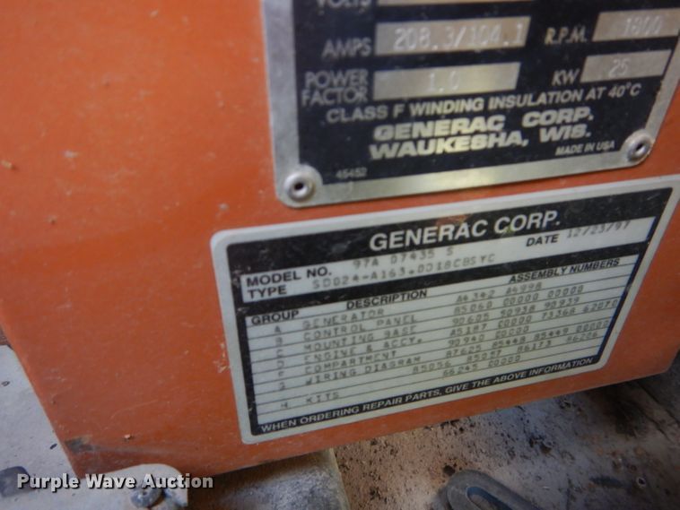image for item DH2546 1997 Generac 97A07435-S generator