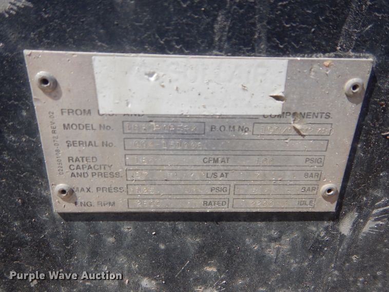 image for item DH2548 2005 Sullair 185DPQPEPK air compressor