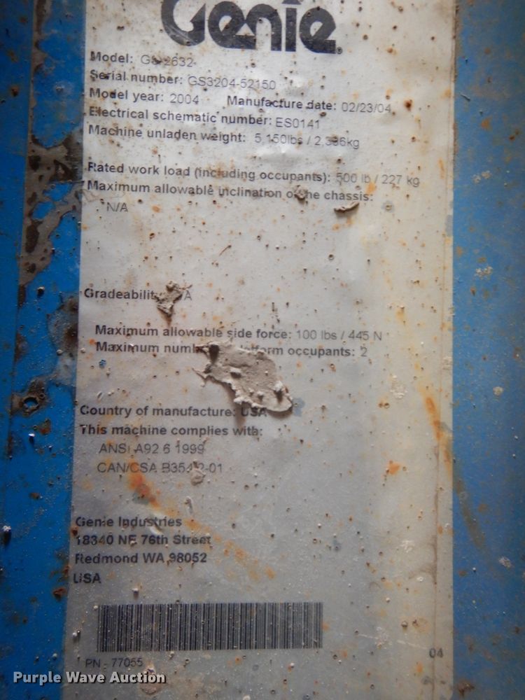 image for item DH2568 2004 Genie GS-2632 scissor lift