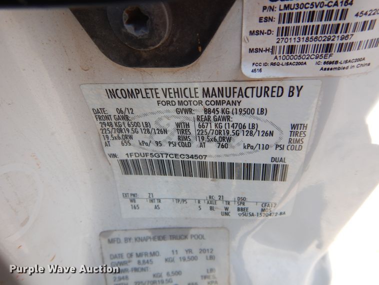 image for item DH3575 2012 Ford F550 service truck