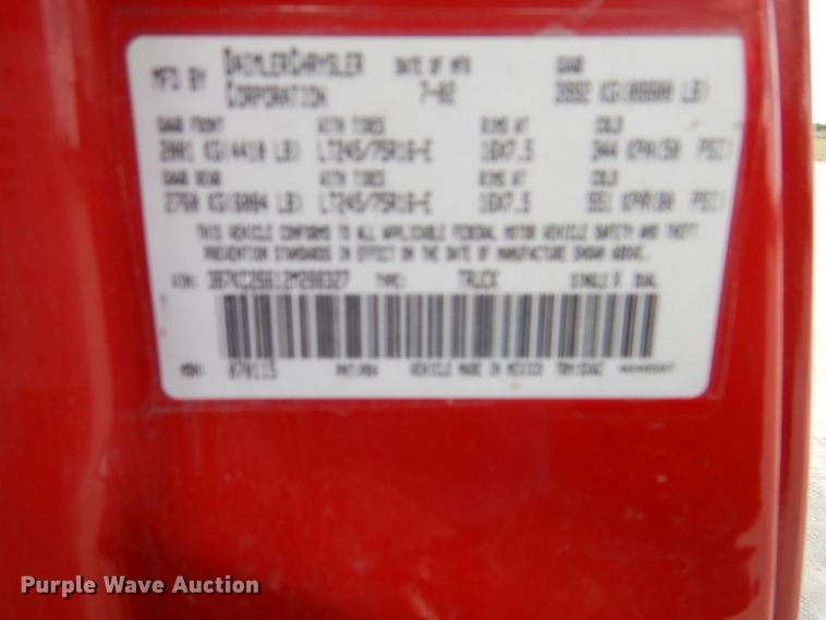 image for item DH5264 2002 Dodge Ram 2500 pickup truck