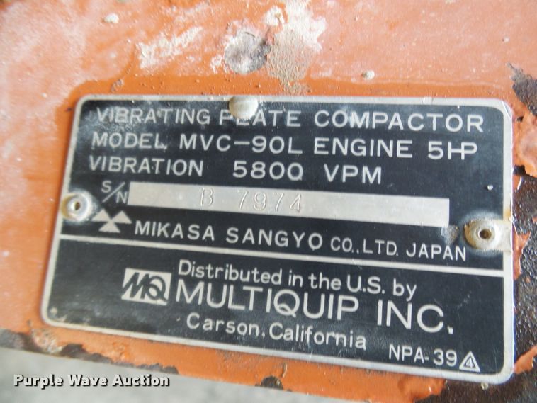 image for item DI0634 Multiquip MVC-90L vibratory plate compactor