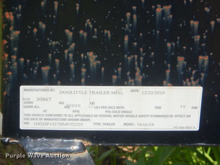 image for item ED9461 2011 Doolittle dump trailer