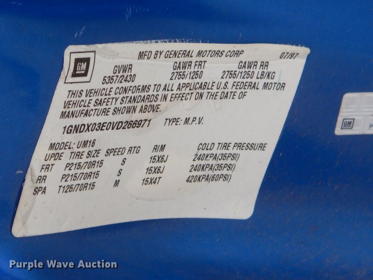 image for item FC9908 1997 Chevrolet Venture minivan