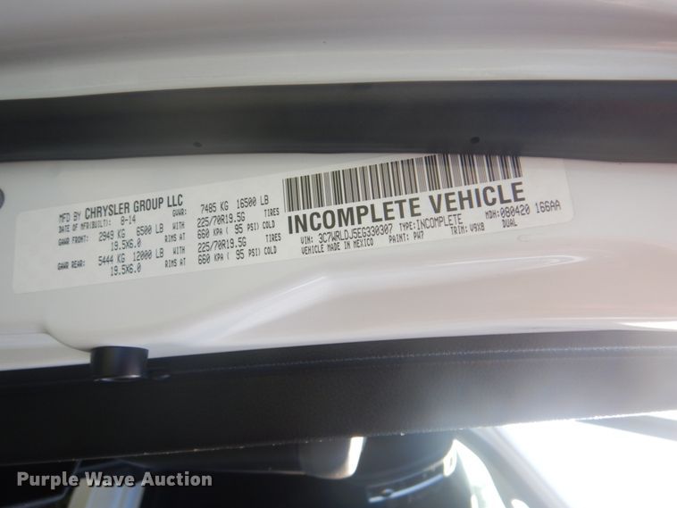 image for item FT9461 2014 Dodge Ram 4500HD SLT truck cab and chassis