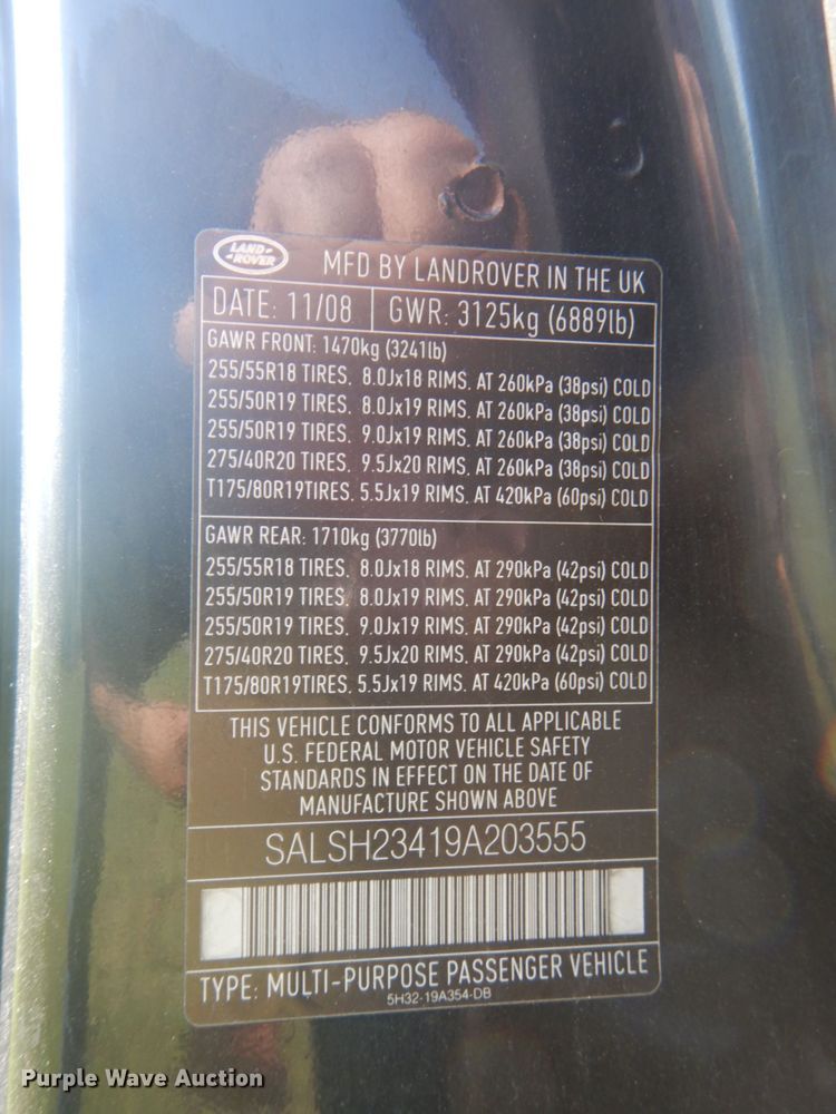 image for item FT9462 2009 Land Rover Range Rover Sport SUV