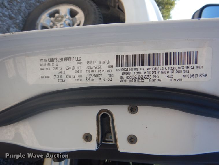 image for item FT9479 2012 Dodge Ram 3500 Crew Cab pickup truck