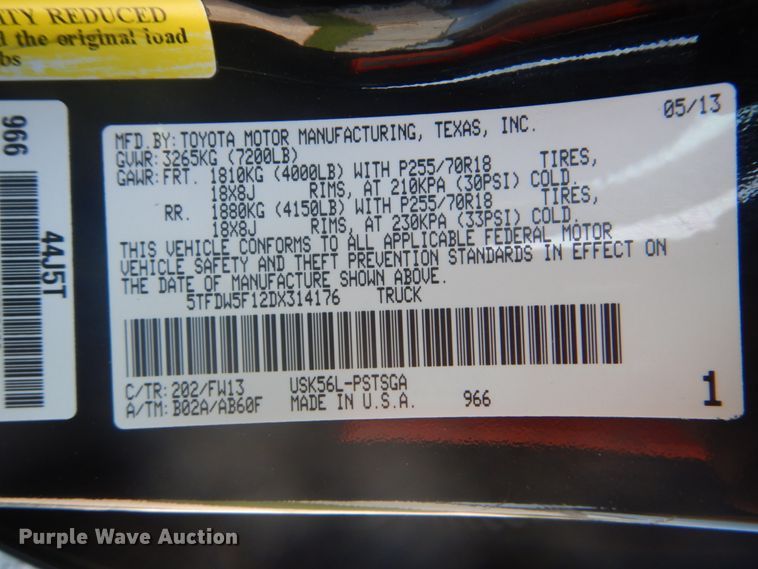 image for item FT9480 2013 Toyota Tundra Crew Max pickup truck