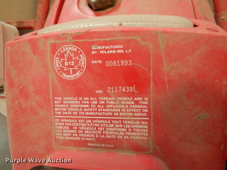 image for item FY9587 1993 Polaris 350 ATV