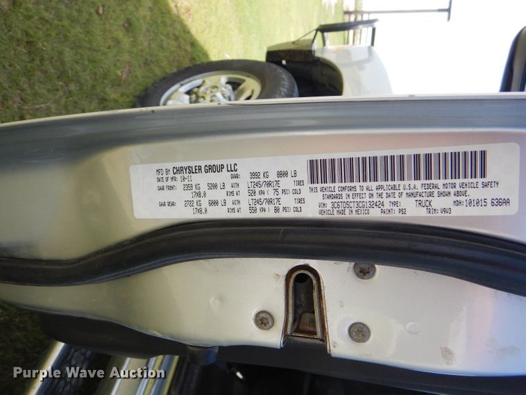 image for item GH9745 2012 Dodge Ram 2500 Crew Cab pickup truck