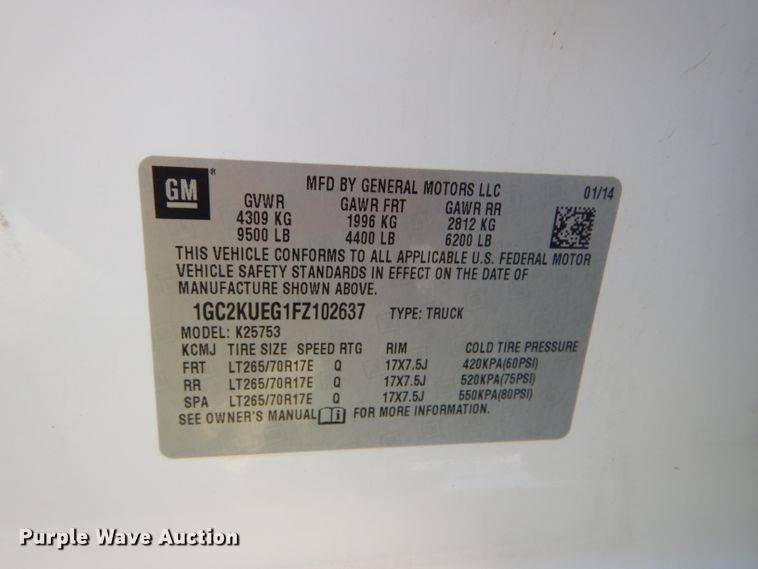 image for item GH9746 2015 Chevrolet Silverado 2500HD Double Cab pickup truck