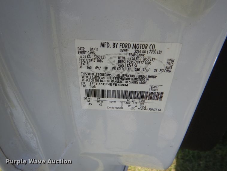 image for item GH9748 2011 Ford F150 XL SuperCab pickup truck