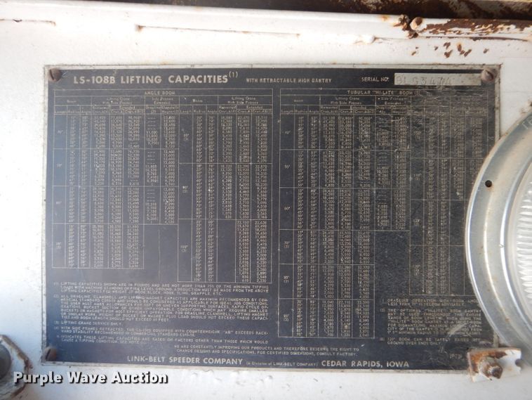 image for item DE2387 1967 Link-Belt LS-108B crane