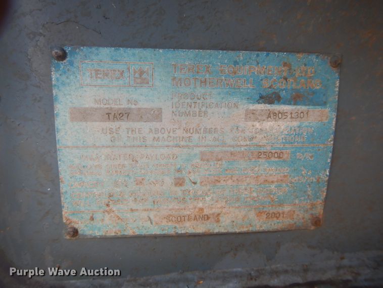 image for item DE2389 2001 Terex TA27 articulated haul truck