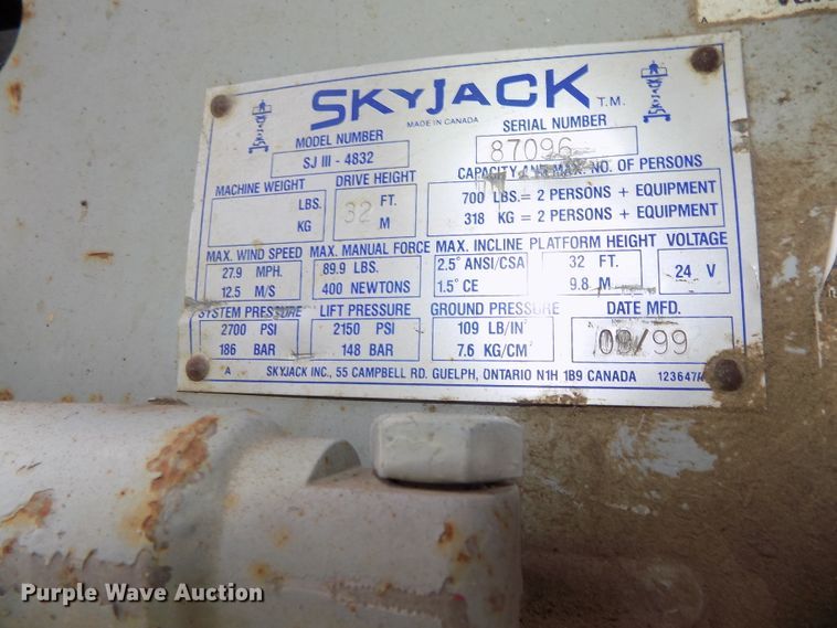 image for item DG2417 1999 Sky Jack SJIII 4832 scissor lift