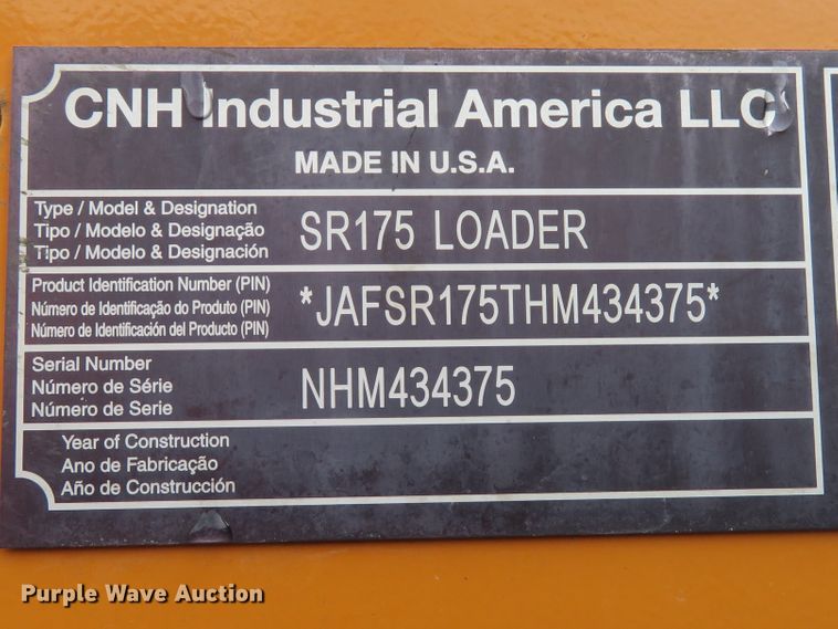 image for item DH1517 2017 Case SR175 skid steer