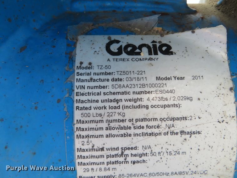 image for item DH1552 2011 Genie TZ-50 boom lift