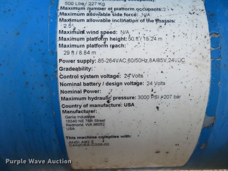 image for item DH1552 2011 Genie TZ-50 boom lift