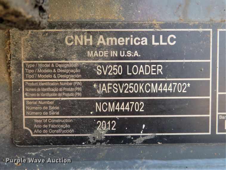 image for item DH1553 2012 Case SV250 skid steer