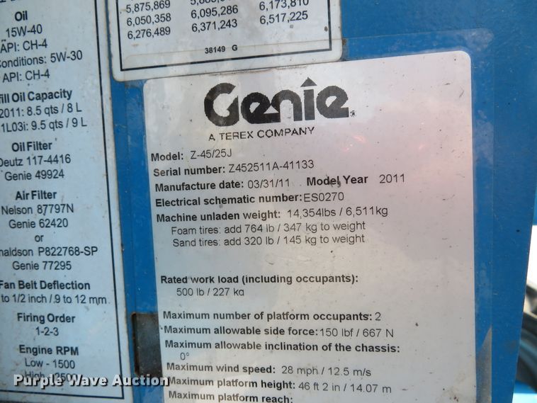 image for item DH1554 2011 Genie Z45/25J boom lift