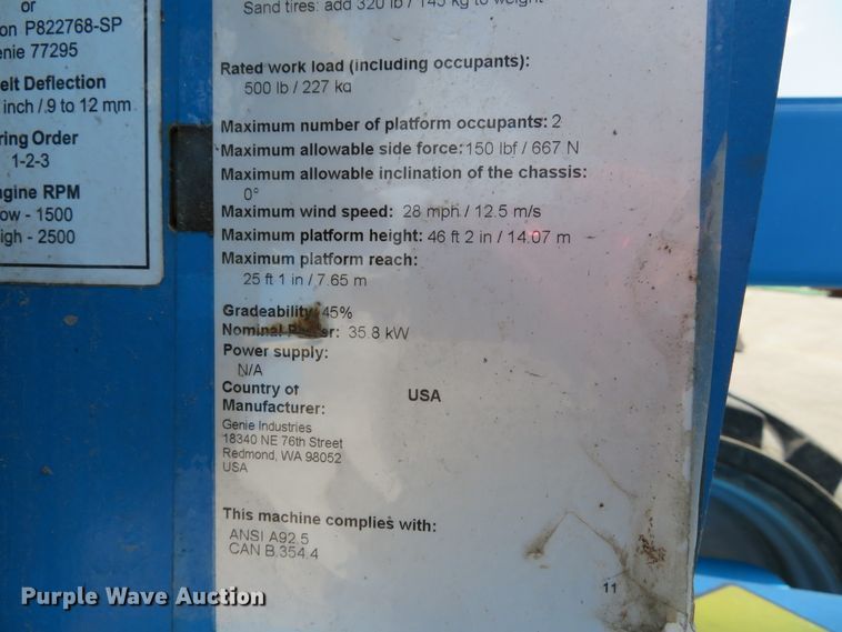 image for item DH1554 2011 Genie Z45/25J boom lift