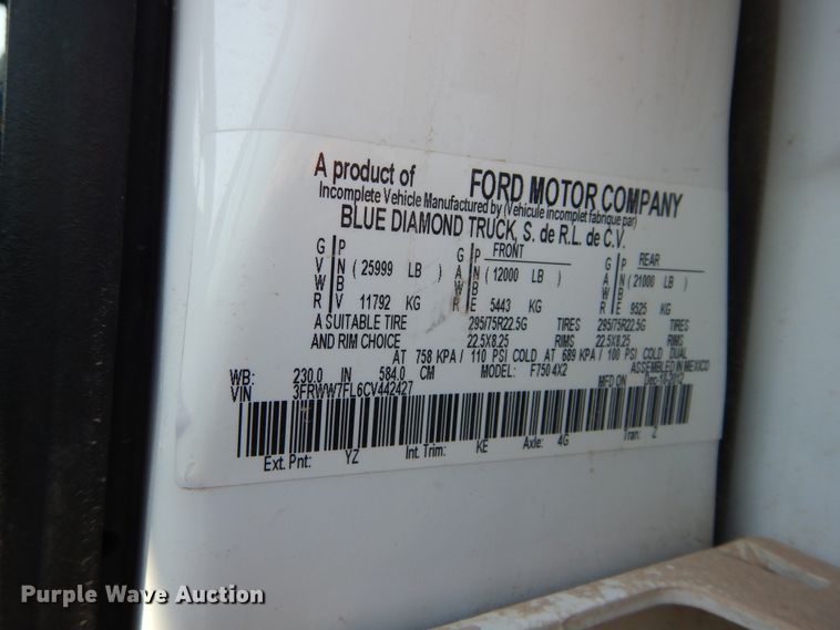 image for item DH3567 2012 Ford F750 Super Duty flatbed winch truck