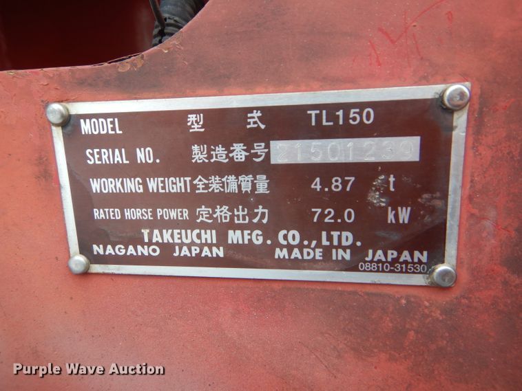 image for item FG9779 2004 Takeuchi TL150 skid steer