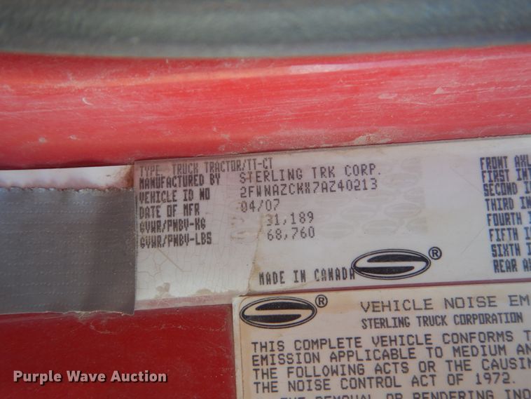 image for item FU9412 2007 Sterling L-Line semi truck