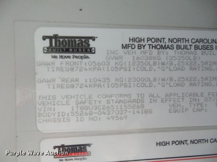 image for item DE2376 2005 Thomas Built Saf-T-Liner MVP EF school bus