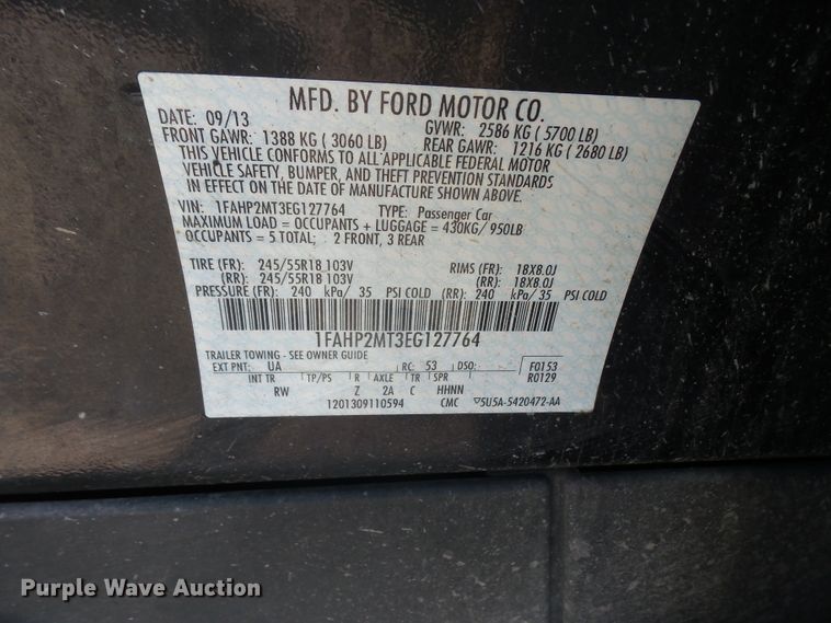 image for item DE2382 2014 Ford Taurus Police