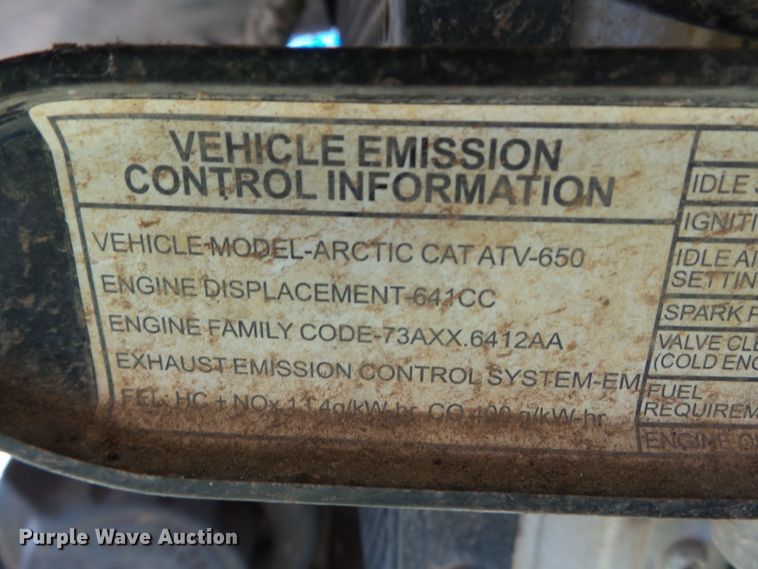 image for item DE7961 2007 Artic Cat 650 ATV