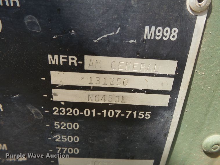 image for item DE7966 1992 Am General Hummer H1 SUV