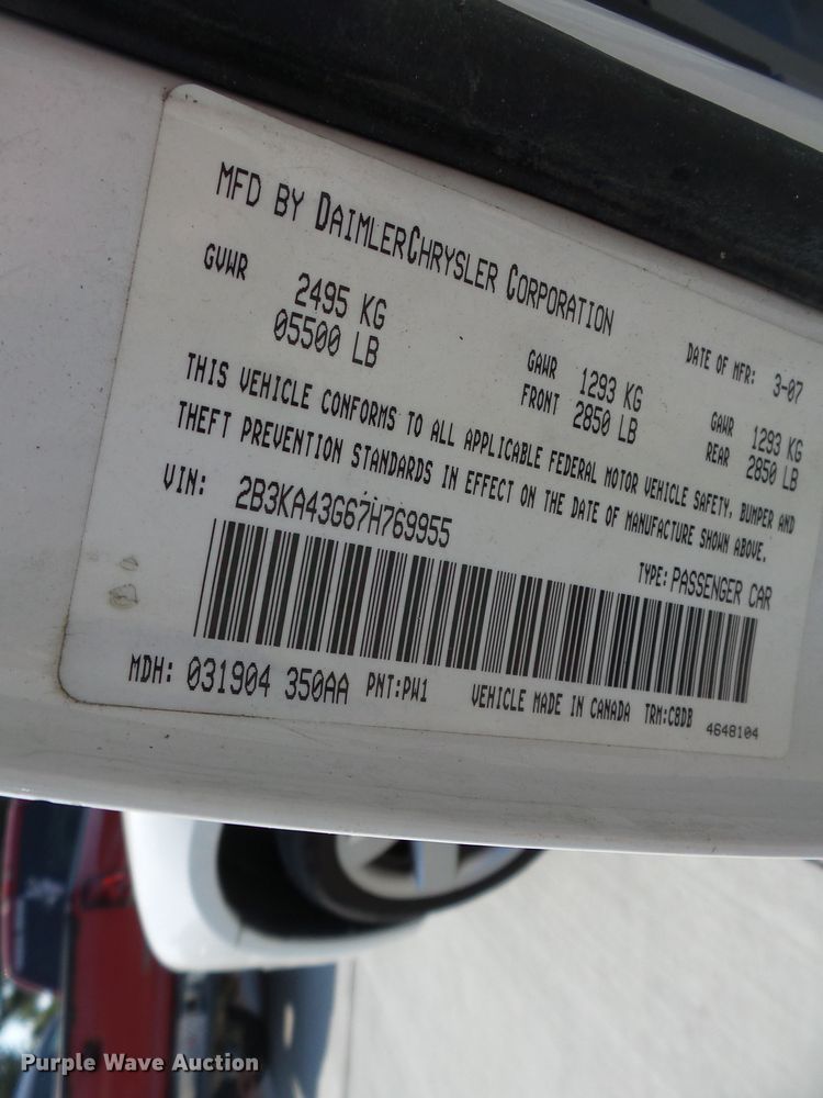 image for item DE7969 2007 Dodge Charger