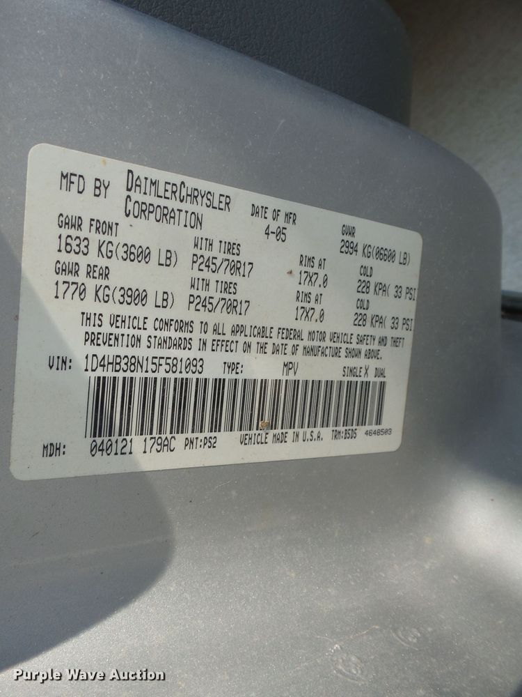 image for item DE7970 2005 Dodge Durango SUV